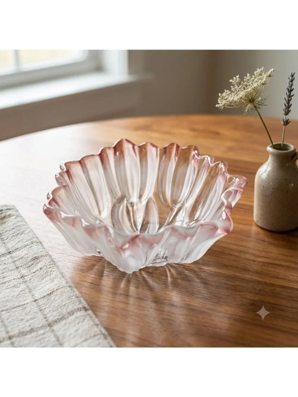 Vintage Arcoroc France Pink Tulip Glass Bowl 7.5
